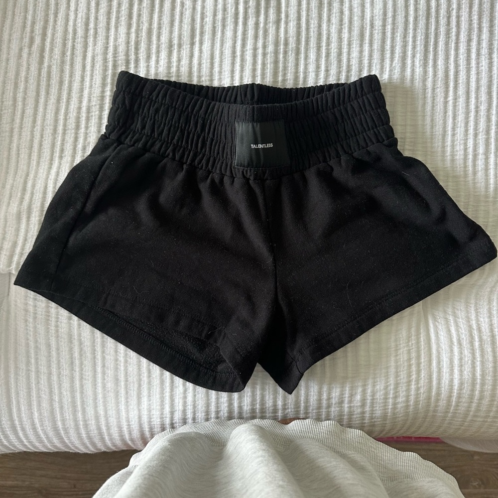 TALENTLESS Black Women's High-Rise Elastic Waist Athletic Shorts